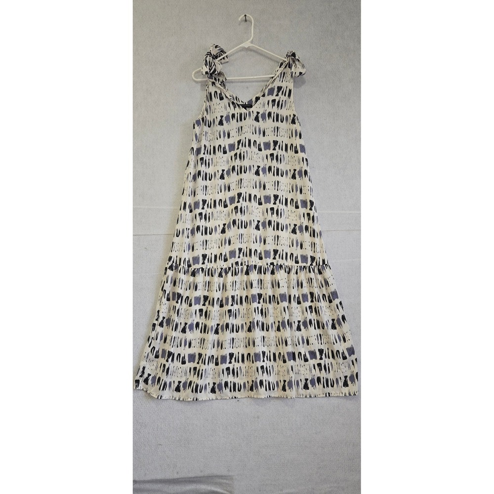 Banana Republic Abstract Print Tie Shoulder Maxi Dress Purple‎ Black Small B#326